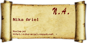 Nika Ariel névjegykártya